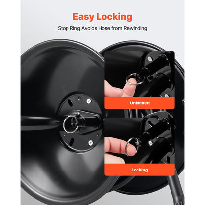 Pressure Washer Hose Reel 15.2m x 9.5mm Steel Wall Floor Mount 4000PSI