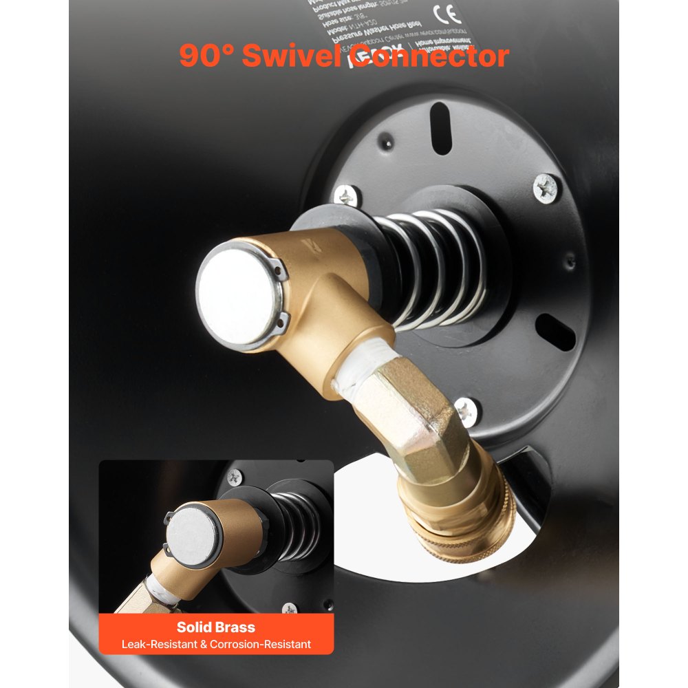 Pressure Washer Hose Reel 15.2m x 9.5mm Steel Wall Floor Mount 4000PSI