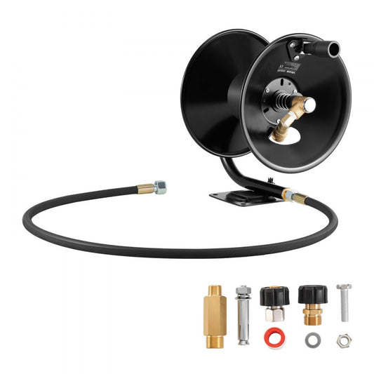 Pressure Washer Hose Reel 15.2m x 9.5mm Steel Wall Floor Mount 4000PSI
