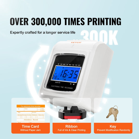 Employee Time Clock with 6 Punches/Day, Includes 102 Cards & Ink Ribbon