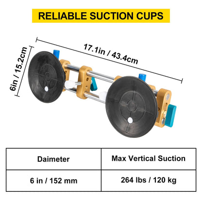 Suction Cup Stone Seam Setter with Adjustable Knob, 120 kg Max Suction Capacity