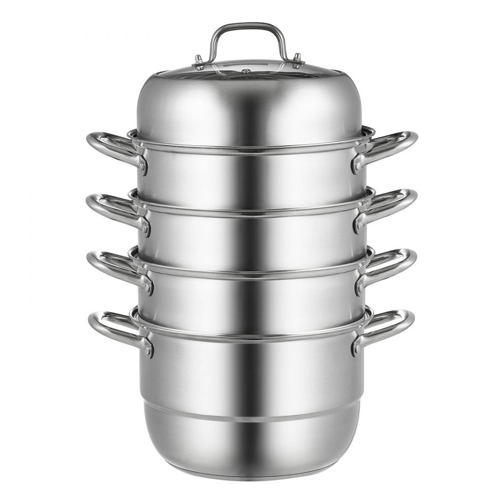 28CM Stainless Steel Food Steamer Set Glass Lid 5 Tier Kitchen Pan Cookware