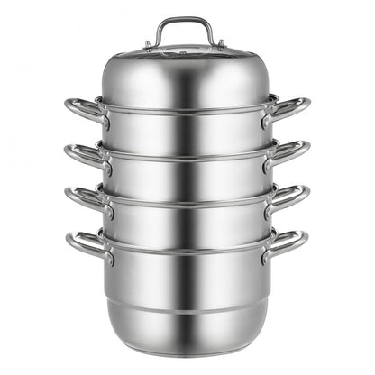 28CM Stainless Steel Food Steamer Set Glass Lid 5 Tier Kitchen Pan Cookware