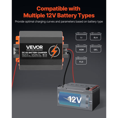 VEVOR 12V 40A DC to DC Charger Battery Charger 500W for Lead-Acid Lithium AGM