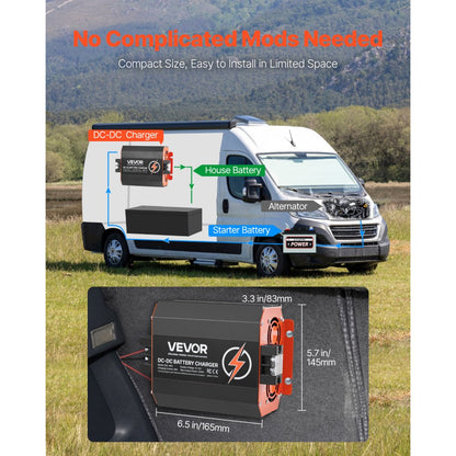 VEVOR 12V 40A DC to DC Charger Battery Charger 500W for Lead-Acid Lithium AGM