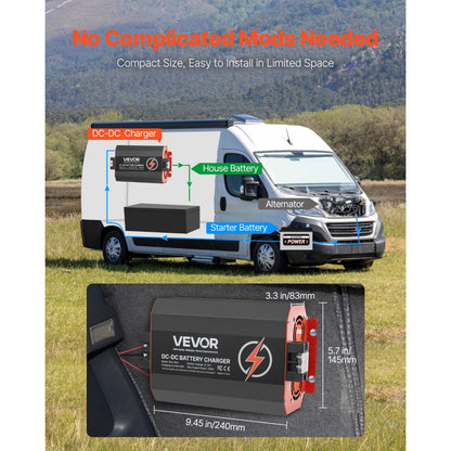VEVOR 12V 60A DC to DC Charger Battery Charger 750W for Lead-Acid Lithium AGM