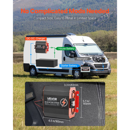 VEVOR 12V 20A DC to DC Charger Battery Charger 250W for Lead-Acid Lithium AGM