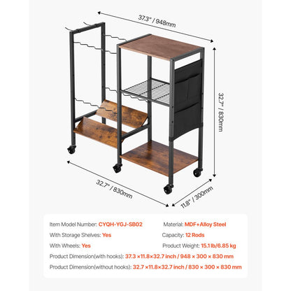 VEVOR 12 Pole Fishing Rod Holder Fishing Rack Cart Organizer for Garage Wheels