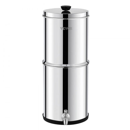 VEVOR 2.25G Gravity-fed Water Filter Countertop System Stainless Steel 2 Filters