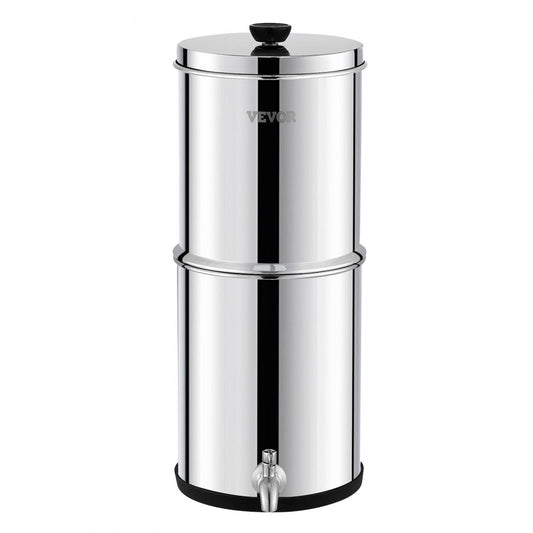 VEVOR 2.25G Gravity-fed Water Filter Countertop System Stainless Steel 2 Filters