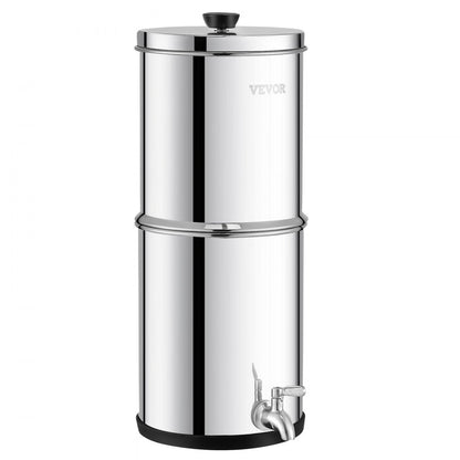 VEVOR 2.25G Gravity-fed Water Filter Countertop System Stainless Steel 2 Filters