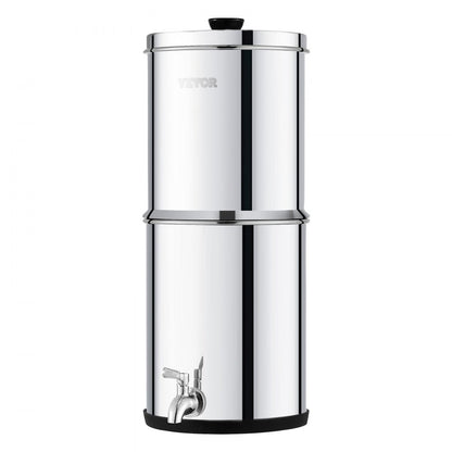 VEVOR 2.25G Gravity-fed Water Filter Countertop System Stainless Steel 2 Filters