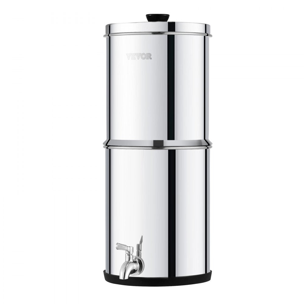 VEVOR 2.25G Gravity-fed Water Filter Countertop System Stainless Steel 2 Filters