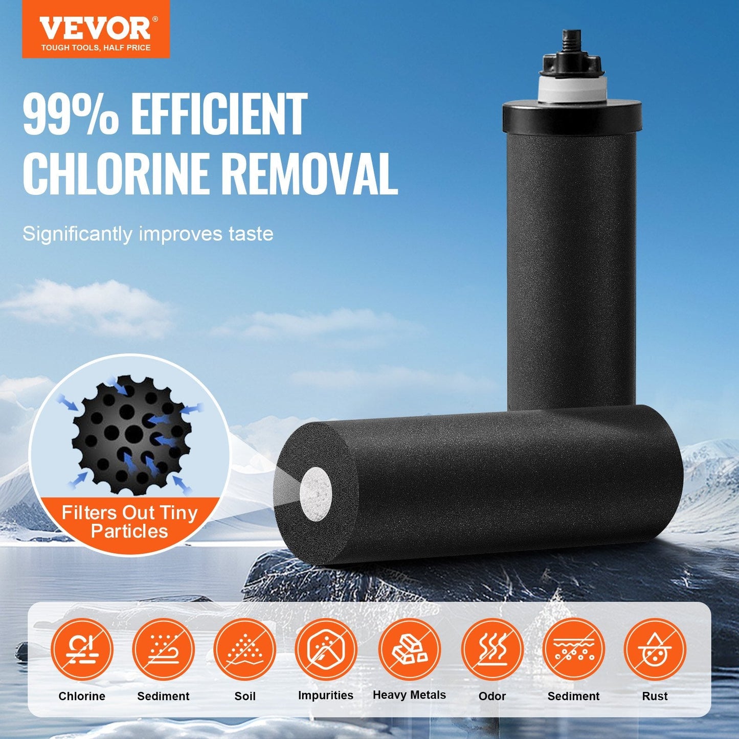 2.25G Stainless Steel Gravity Water Filter System with 2 Filters, 3.1 kg