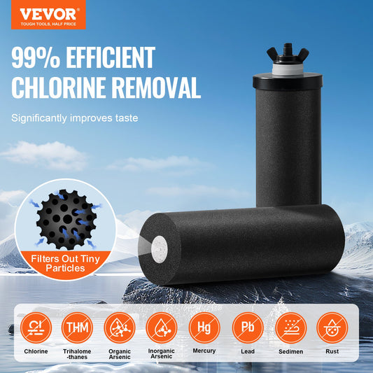 Gravity-fed Water Filter System, 2.25G 304 Stainless-Steel Countertop System, Water Filtration System, Reduces Lead and up to 99% of Chlorine, with 2 Carbon Filters, Water Level Spigot, Stand