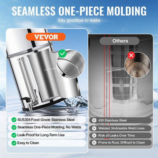 Gravity-fed Water Filter System, 2.25G 304 Stainless-Steel Countertop System, Water Filtration System, Reduces Lead and up to 99% of Chlorine, with 2 Carbon Filters, Water Level Spigot, Stand