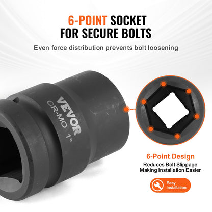 Axle Nut Impact Socket Set, 1" Drive 6-Point 9-Piece SAE Spindle Nut Socket Set, CR-MO Heat Treated Large Socket Set with Storage Case, for Auto Repair, Removing or Installing Axle Nuts