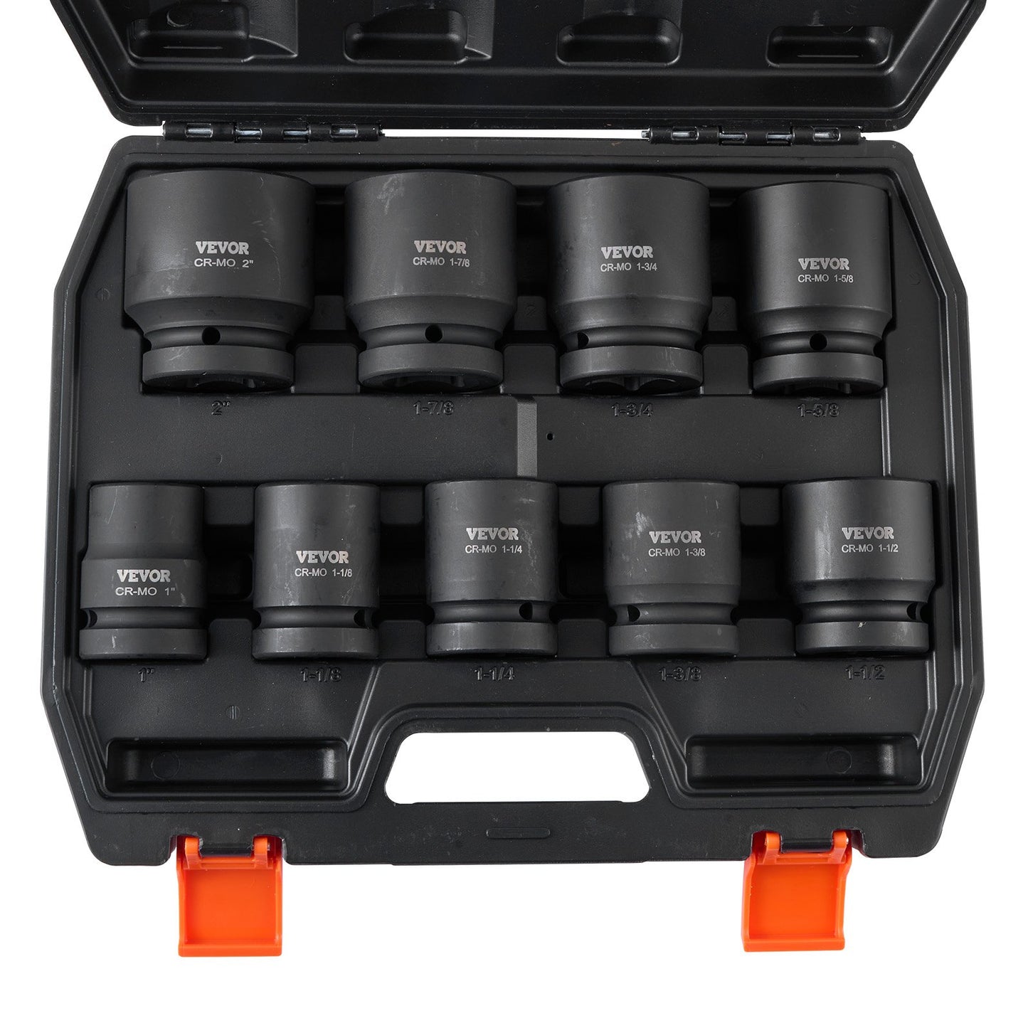 Axle Nut Impact Socket Set, 1" Drive 6-Point 9-Piece SAE Spindle Nut Socket Set, CR-MO Heat Treated Large Socket Set with Storage Case, for Auto Repair, Removing or Installing Axle Nuts
