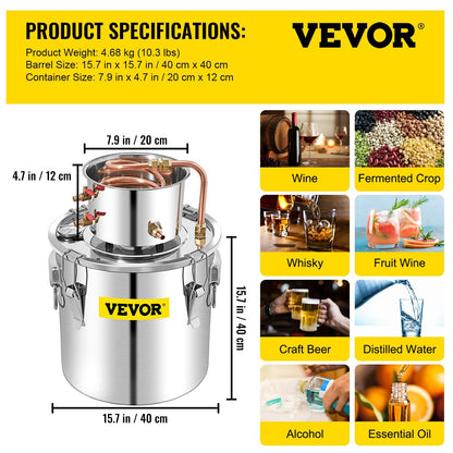 50L Copper Alcohol Distiller with Water Pump, Efficient Cooling & Sealing