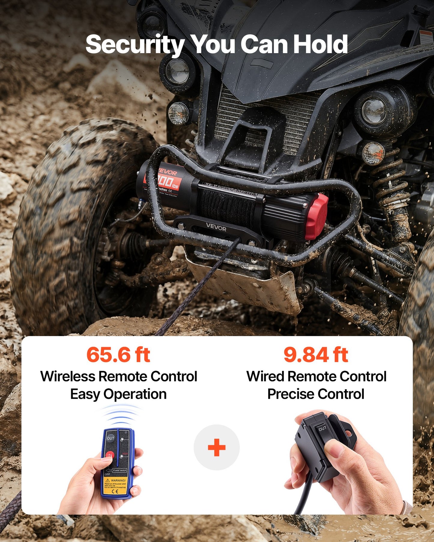 2721 kg Electric Winch, 12V DC ATV/UTV Winch with Φ6 mm x 15 m Synthetic Rope, Wireless & Wired Remote Control, IP55 Waterproof, with Fairlead Mount Plate for Towing ATV UTV Off-Road