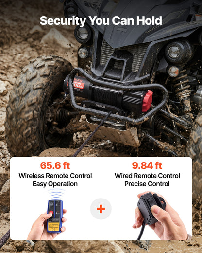 2721 kg Electric Winch, 12V DC ATV/UTV Winch with Φ6 mm x 15 m Synthetic Rope, Wireless & Wired Remote Control, IP55 Waterproof, with Fairlead Mount Plate for Towing ATV UTV Off-Road