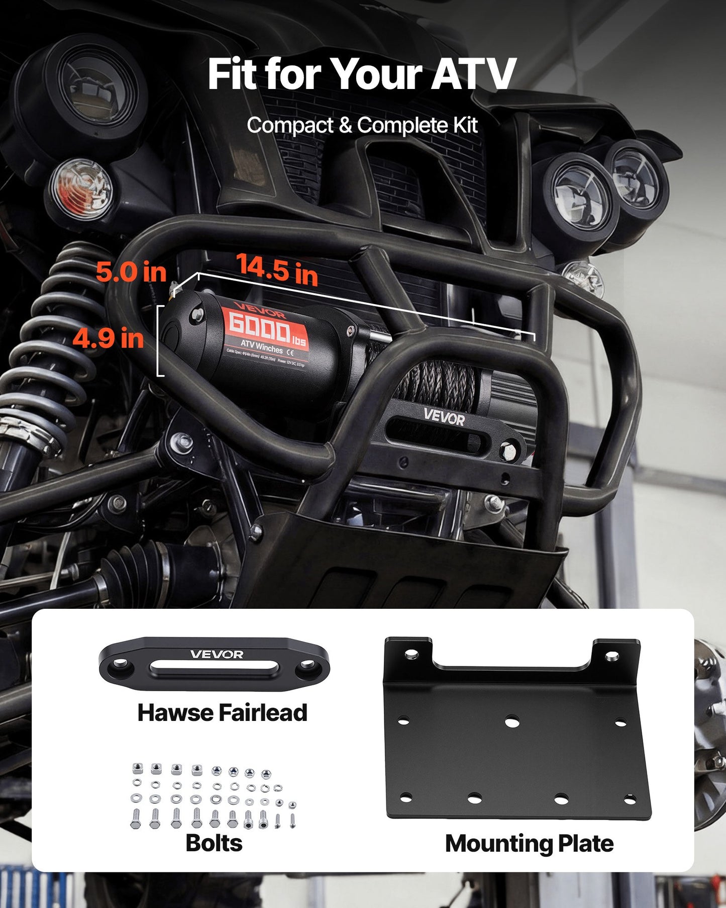 2721 kg Electric Winch, 12V DC ATV/UTV Winch with Φ6 mm x 15 m Synthetic Rope, Wireless & Wired Remote Control, IP55 Waterproof, with Fairlead Mount Plate for Towing ATV UTV Off-Road