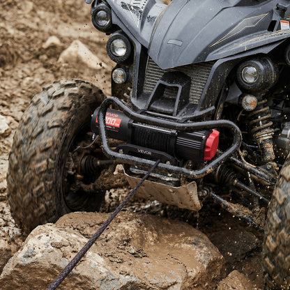 2721 kg Electric Winch, 12V DC ATV/UTV Winch with Φ6 mm x 15 m Synthetic Rope, Wireless & Wired Remote Control, IP55 Waterproof, with Fairlead Mount Plate for Towing ATV UTV Off-Road