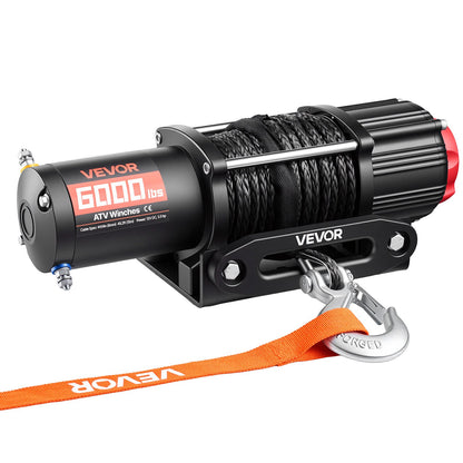 2721 kg Electric Winch, 12V DC ATV/UTV Winch with Φ6 mm x 15 m Synthetic Rope, Wireless & Wired Remote Control, IP55 Waterproof, with Fairlead Mount Plate for Towing ATV UTV Off-Road