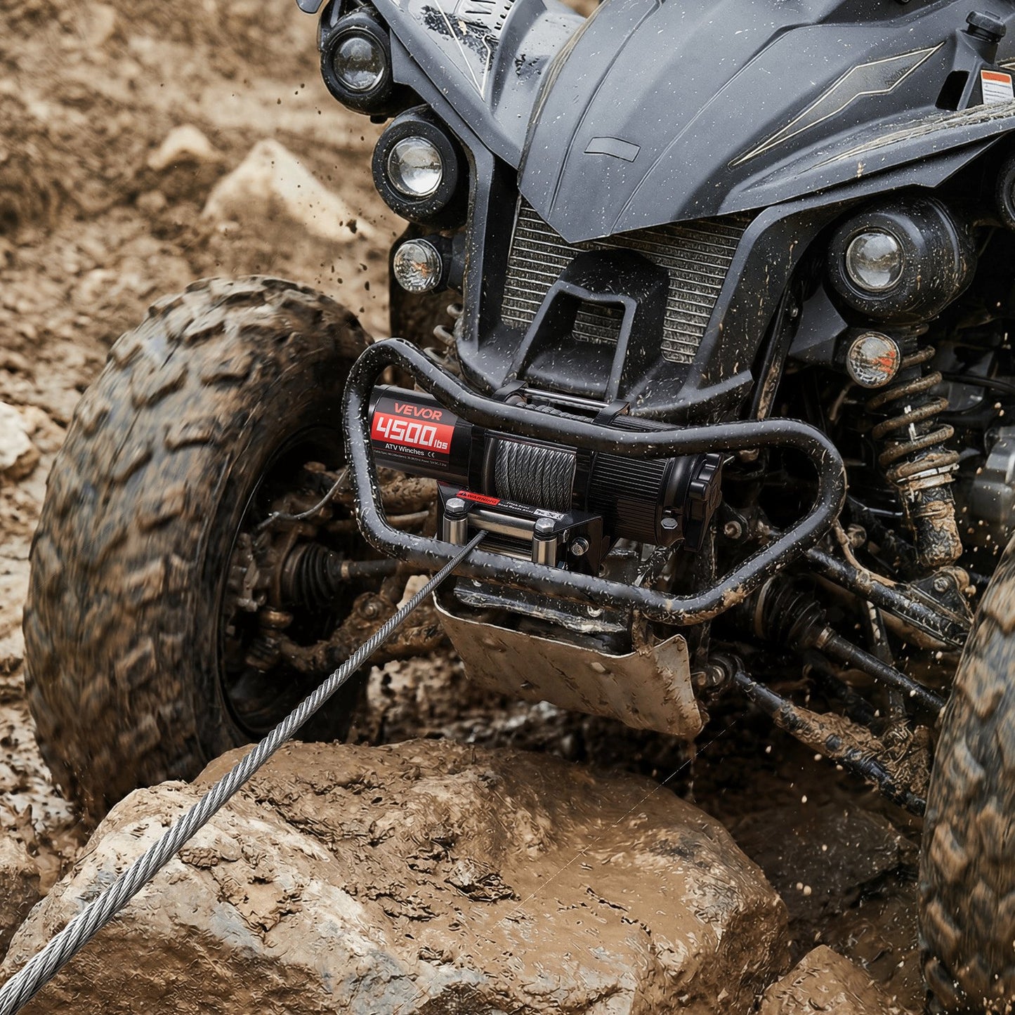 2041 kg Electric Winch, 12V DC ATV/UTV Winch with Φ6 mm x 12 m Steel Wire Rope, Wireless & Wired Remote Control, IP54 Waterproof, Roller Fairlead Mount Plate for Towing ATV UTV Off-Road