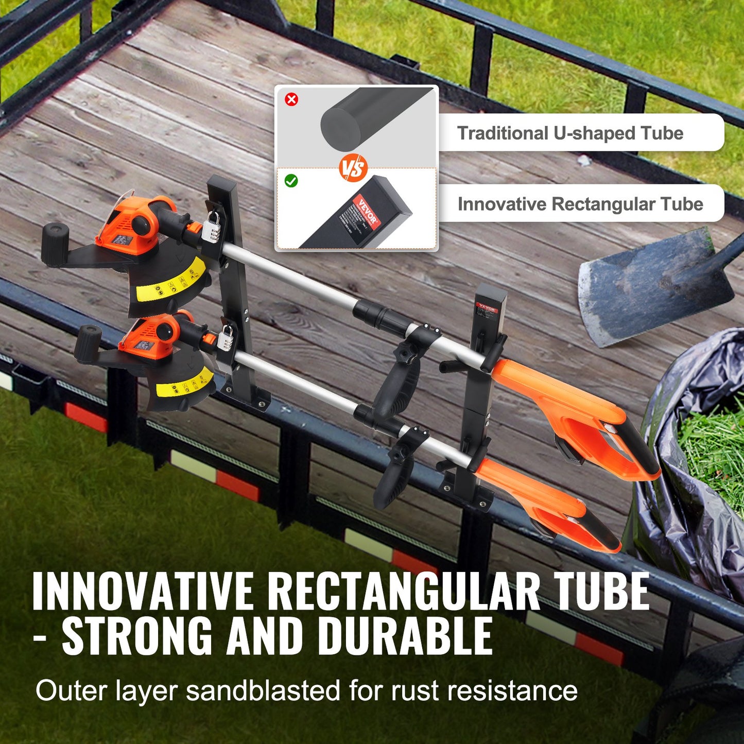 VEVOR Trimmer Rack, 2 Place Weeder Trimmer Rack, Trim Holder Trailer Rack Carrier