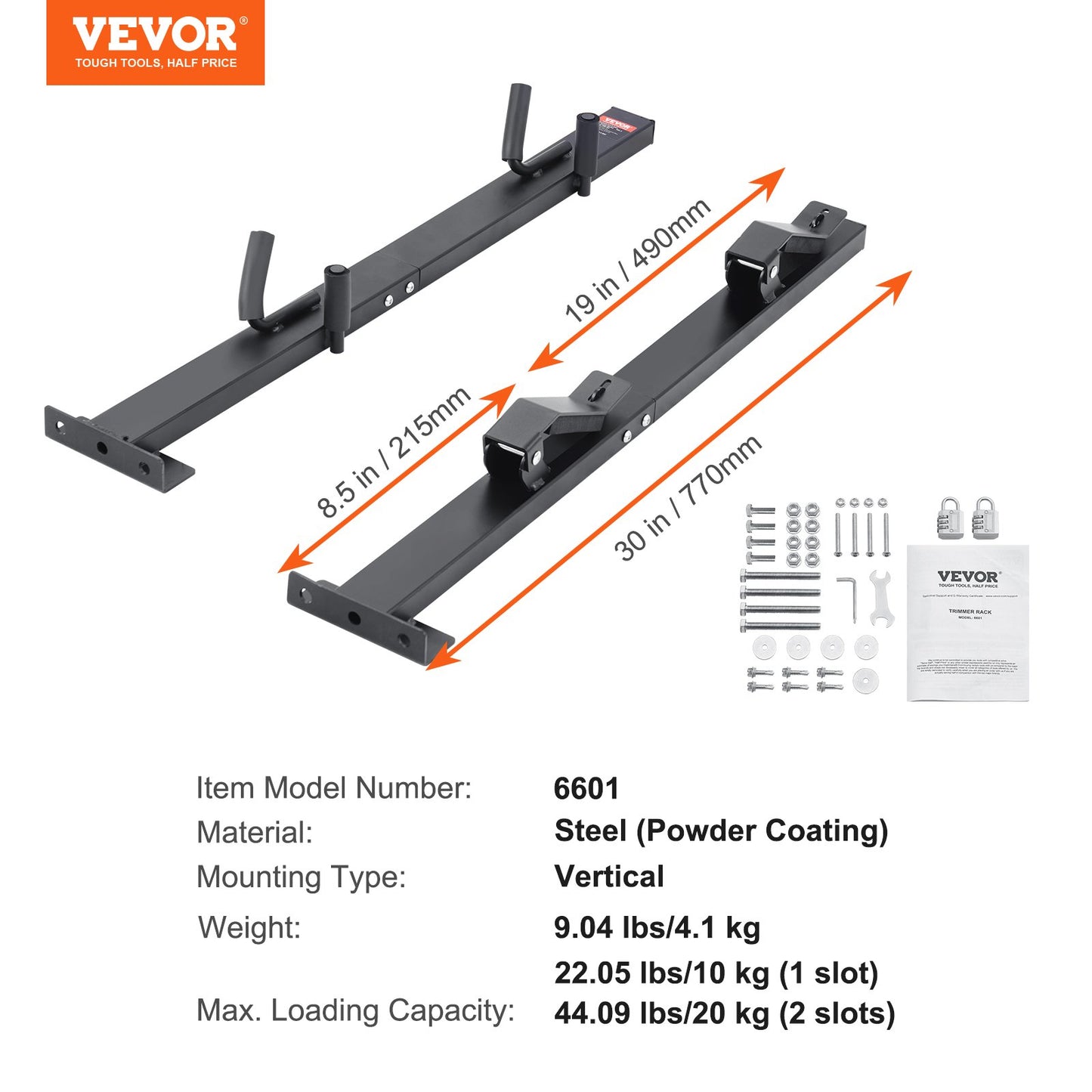 VEVOR Trimmer Rack, 2 Place Weeder Trimmer Rack, Trim Holder Trailer Rack Carrier
