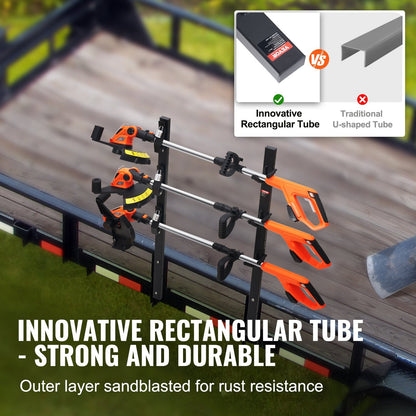 3-Slot Locking Trimmer Rack for Trailers, 10 kg Capacity per Slot, Steel Construction