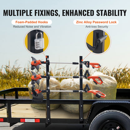 3-Slot Locking Trimmer Rack for Trailers, 10 kg Capacity per Slot, Steel Construction