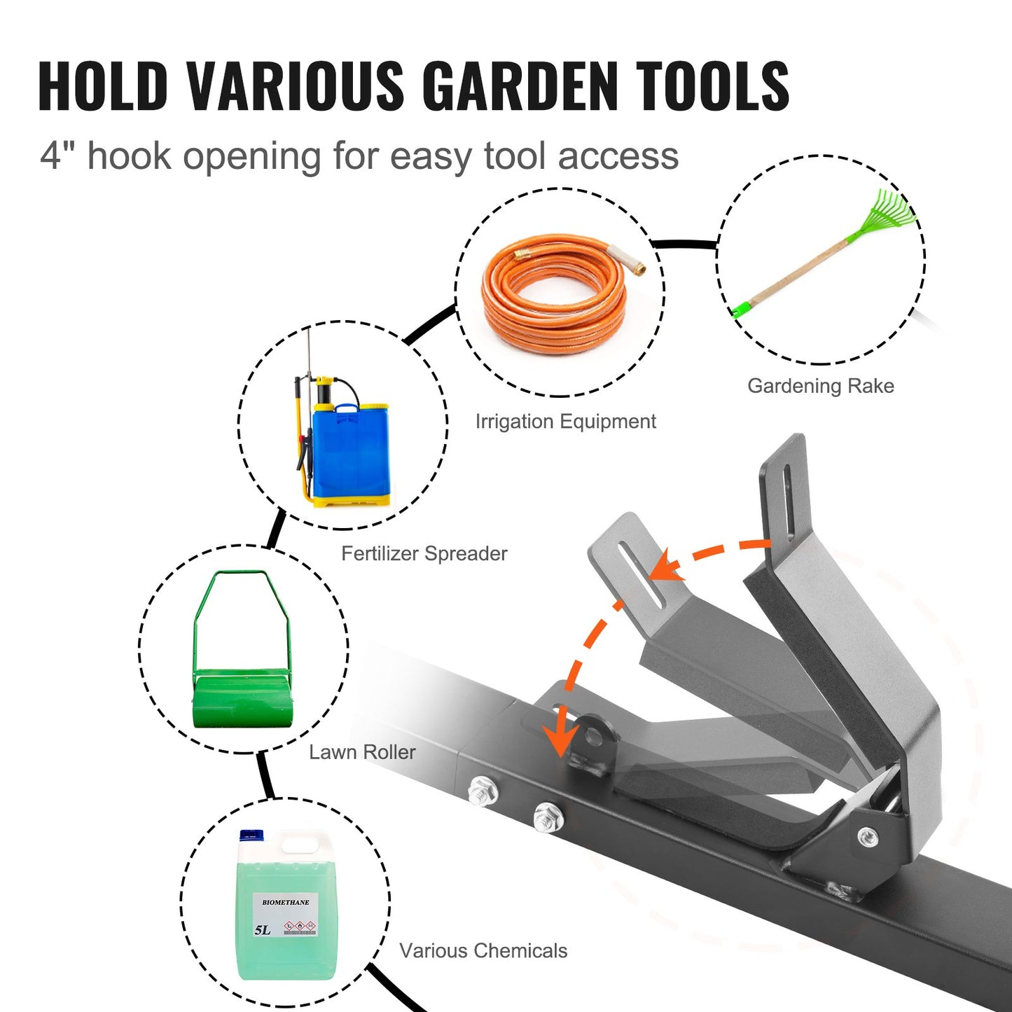 VEVOR Trimmer Rack, 3 Place Weeder Trimmer Rack, Locking Trim Holder Landscape Trailer