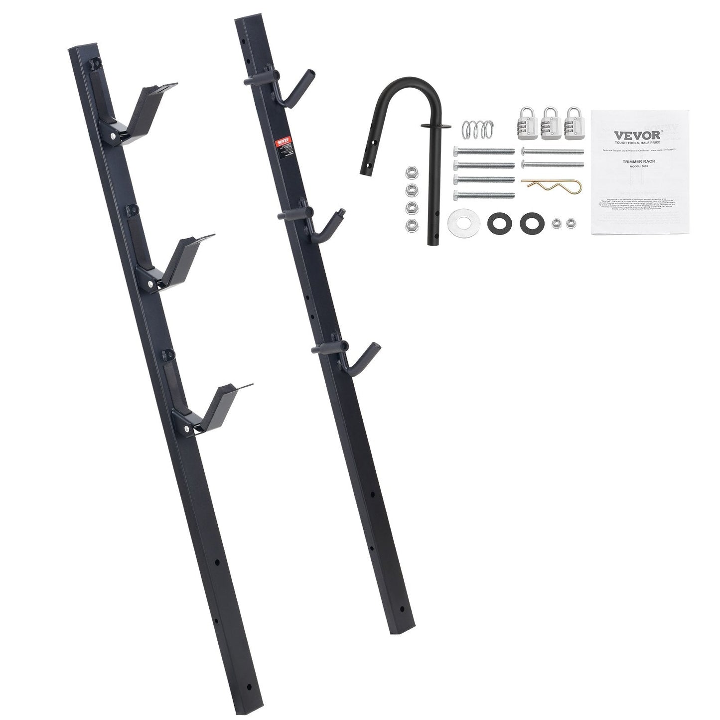 3-Slot Locking Trimmer Rack for Trailers, 10 kg Capacity per Slot, Steel Construction