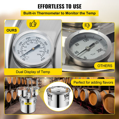 12L Alcohol Distiller with Copper Coil and Stainless Steel Boiler for Home Brewing