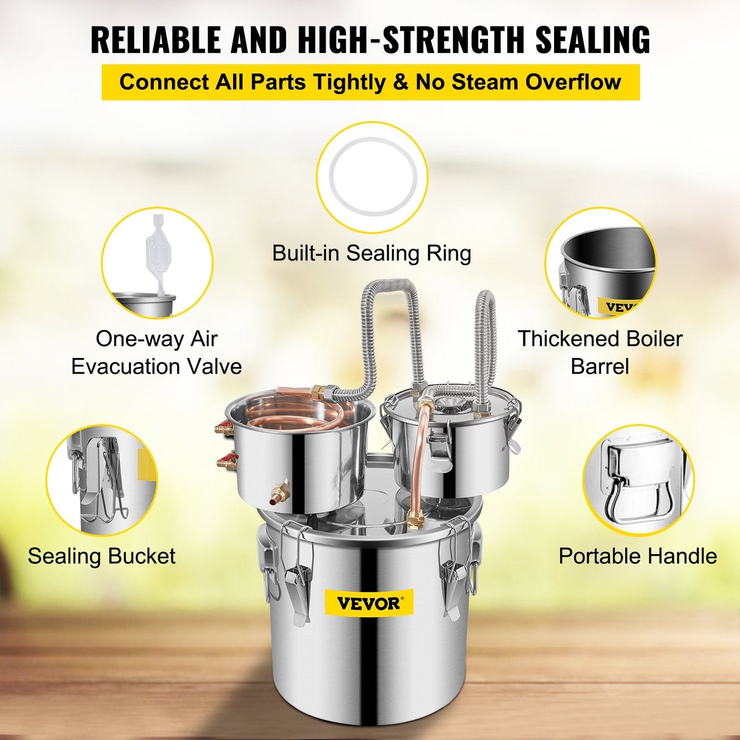 12L Alcohol Distiller with Copper Coil and Stainless Steel Boiler for Home Brewing