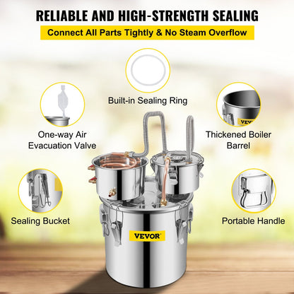 30L Home Brew Copper Distiller with Energy-efficient Water Pump and Large Capacity