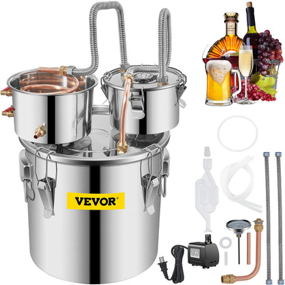 Vevor 30L 8Gal Alcohol Distiller Water Spirit Boiler Home Brew Copper Alcohol Still