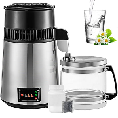 Stainless Steel Countertop Water Distiller, 4L, 0.75kW for Home Use, Silver