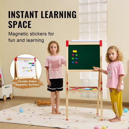 3-in-1 Adjustable Kids Art Easel with Magnetic Chalkboard and Whiteboard