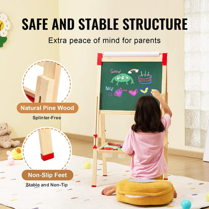 3-in-1 Adjustable Kids Art Easel with Magnetic Chalkboard and Whiteboard