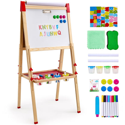 3-in-1 Adjustable Kids Art Easel with Magnetic Chalkboard and Whiteboard