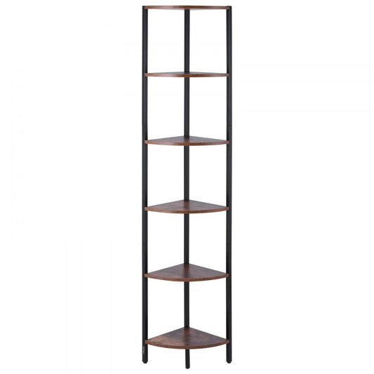 VEVOR 6 Tier Corner Shelf Tall Corner Stand with LED Light Narrow Display Rack