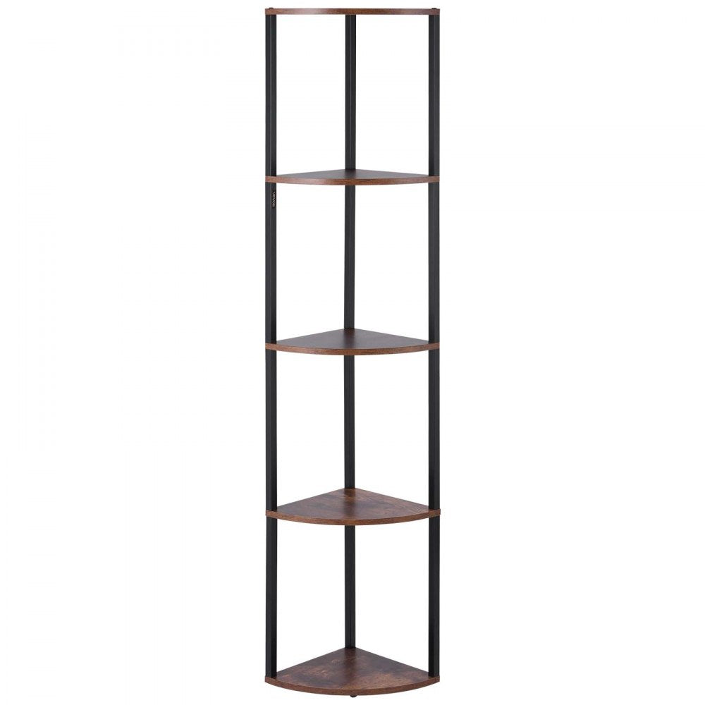 VEVOR 5 Tier Corner Shelf Tall Corner Stand with LED Light Narrow Display Rack