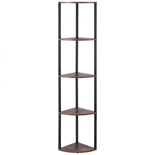 VEVOR 5 Tier Corner Shelf Tall Corner Stand with LED Light Narrow Display Rack