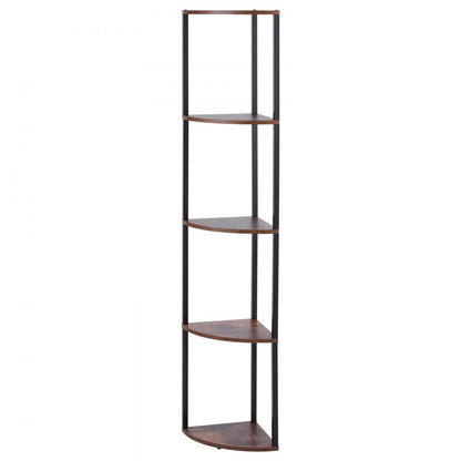 VEVOR 5 Tier Corner Shelf Tall Corner Stand with LED Light Narrow Display Rack
