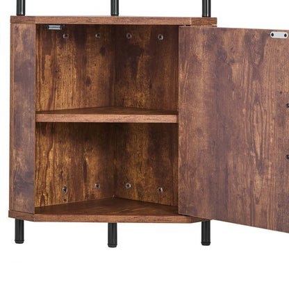 VEVOR 5 Tier Corner Shelf Tall Corner Stand with LED Light & Doors Narrow Rack
