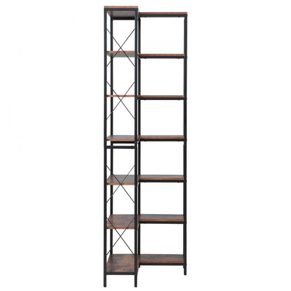 7 Tier Corner Bookshelf Tall Corner Bookcase Storage L-Shaped Organizer