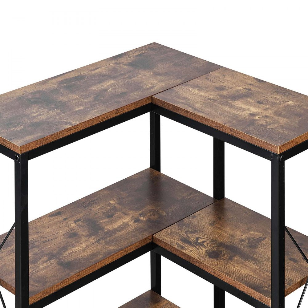 7 Tier Corner Bookshelf Tall Corner Bookcase Storage L-Shaped Organizer